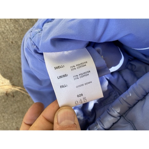 Vintage 80s North Face Goose Down Vest Periwinkle Women Large Puffer Purple USA - Picture 9 of 9